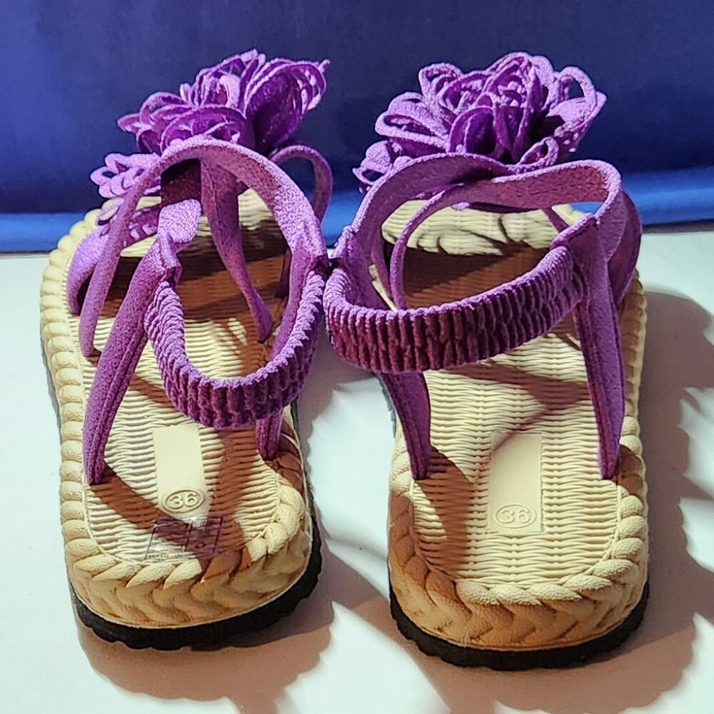 Brand new purple sandals sz 36 sz 6 bow NWOB - Picture 4 of 6